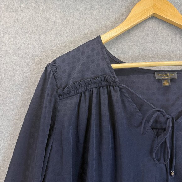 Current Air Los Angeles Womens Navy Blue Long Sleeve Blouse Top FLAW Size 3X - Picture 3 of 16